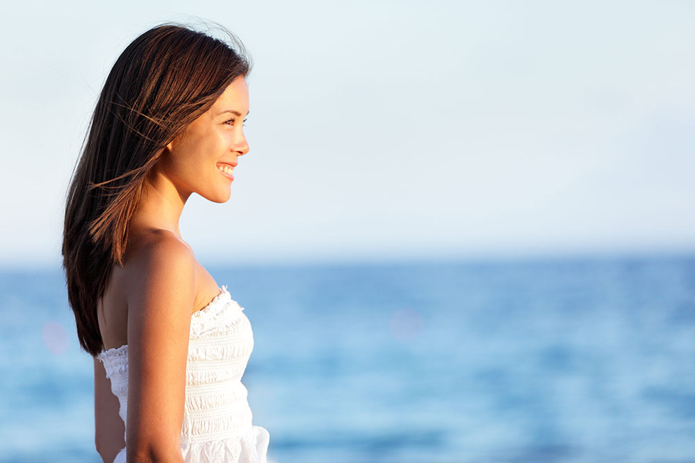 smiling woman on beach